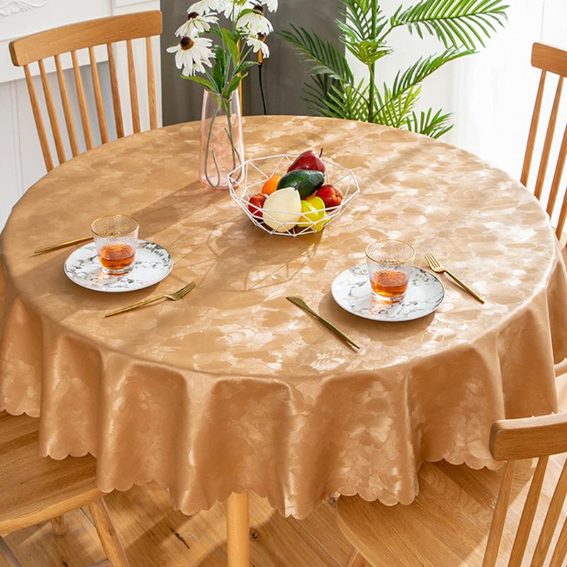 Round PVC Tablecloth Waterproof Insulate Plastic Oilproof Printed Pattern Wedding Party Restaurant White Table Cloth Decoration
