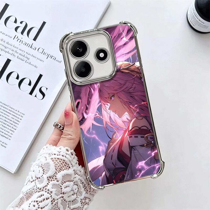 Genshin Impact Yae Miko Plating Phone Case For Xiaomi Redmi Note 14 15 Pro Plus 13 12 11 11S 11T 10 9S 9 5G Anti-Fall Airabag Co