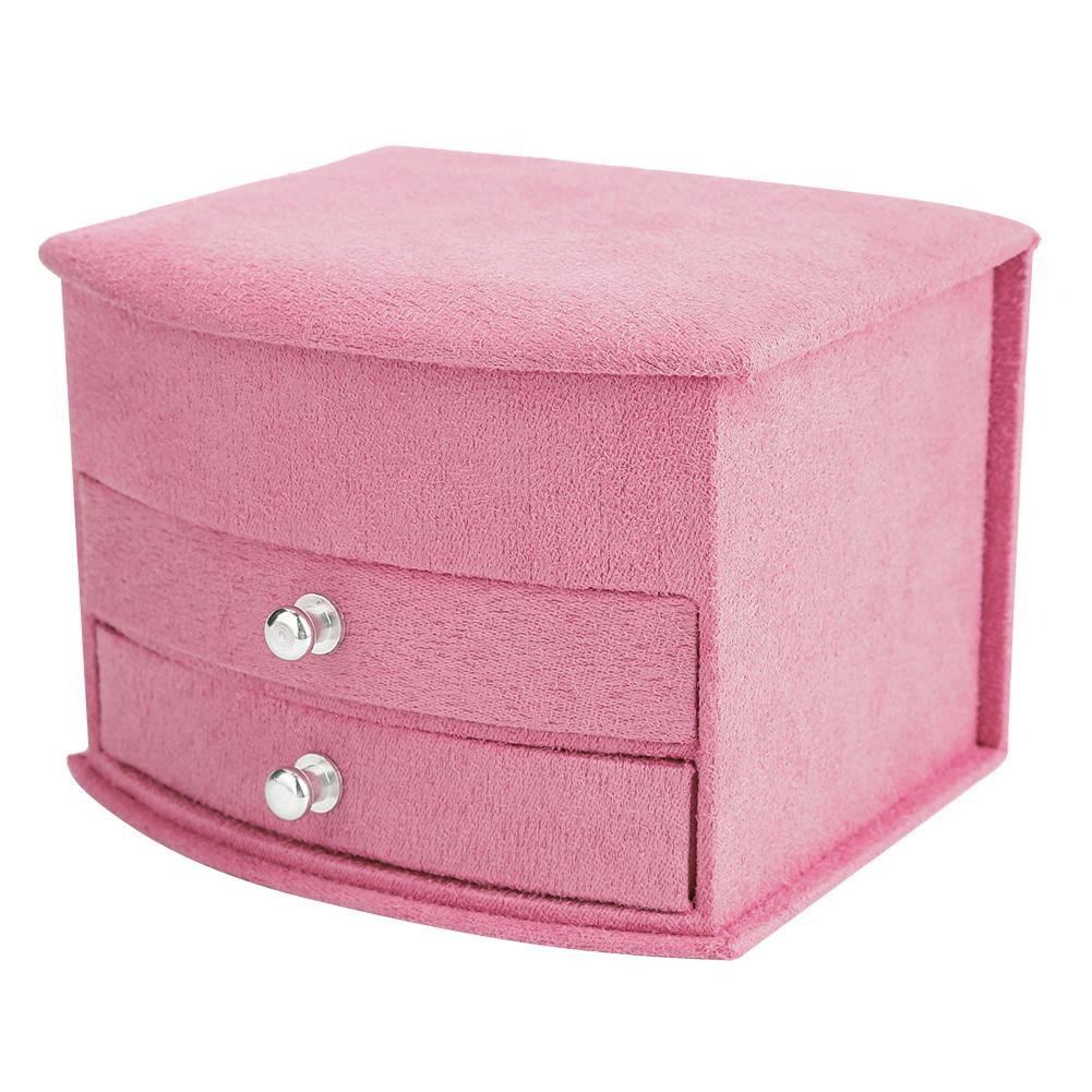 3 Layers Portable Jewelry Earrings Rings Bracelet Necklace Box Organizer Storage Pink