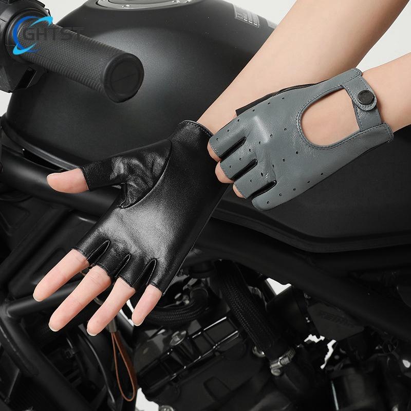 Sale Sheepskin punk show Women GlovesLeather half-finger Simple Winter Warm Comfortable Girl Gloves Trendy Female Glove