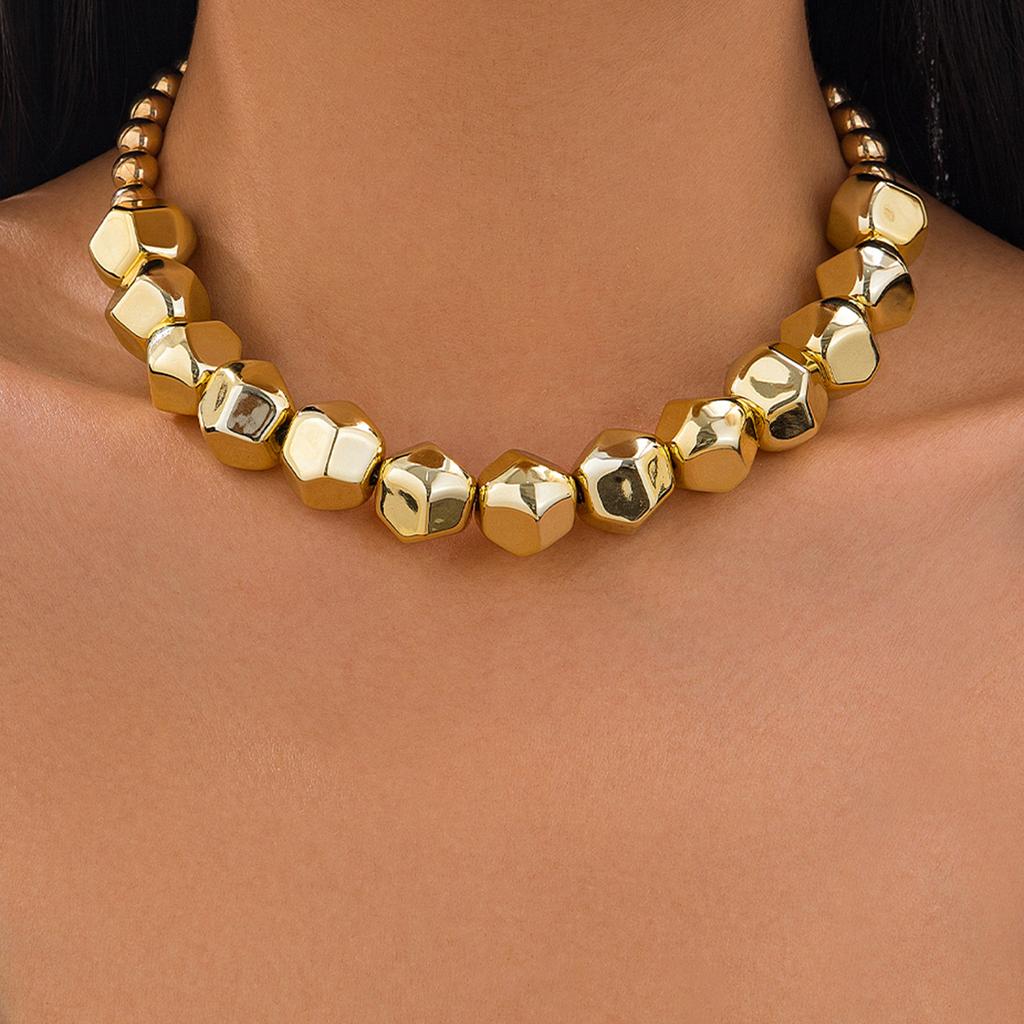 Salircon Minimalism Geometric CCB Beads Chain Choker Necklace Bracelets for Women Men 2026 Trend Punk Party Jewelry Set