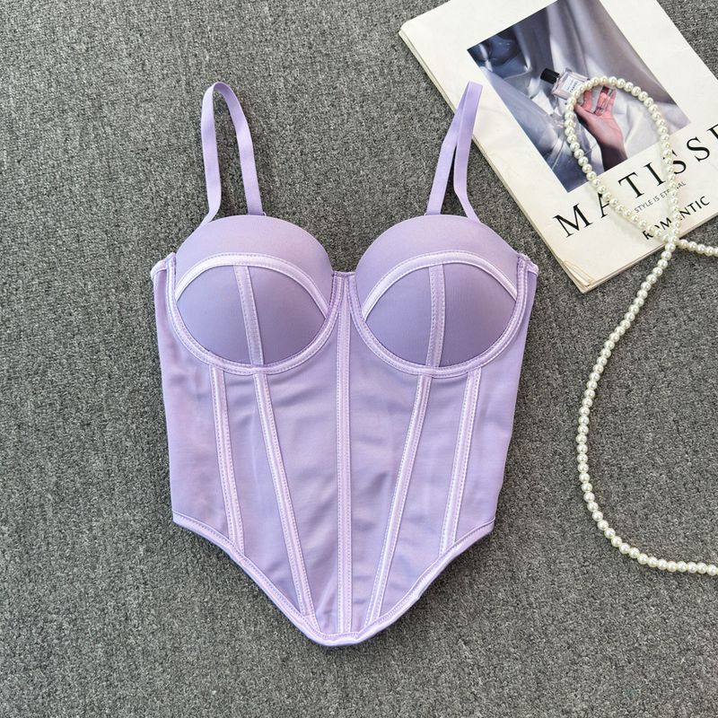 Outwear Corset Asymmetrical Hem Fishbone Soft Support Steel Ring Short Vest Sling Slim-Fitting Simple Tube Top Tops