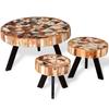 3 Piece Coffee Table Set Made of Reclaimed Solid Wood
