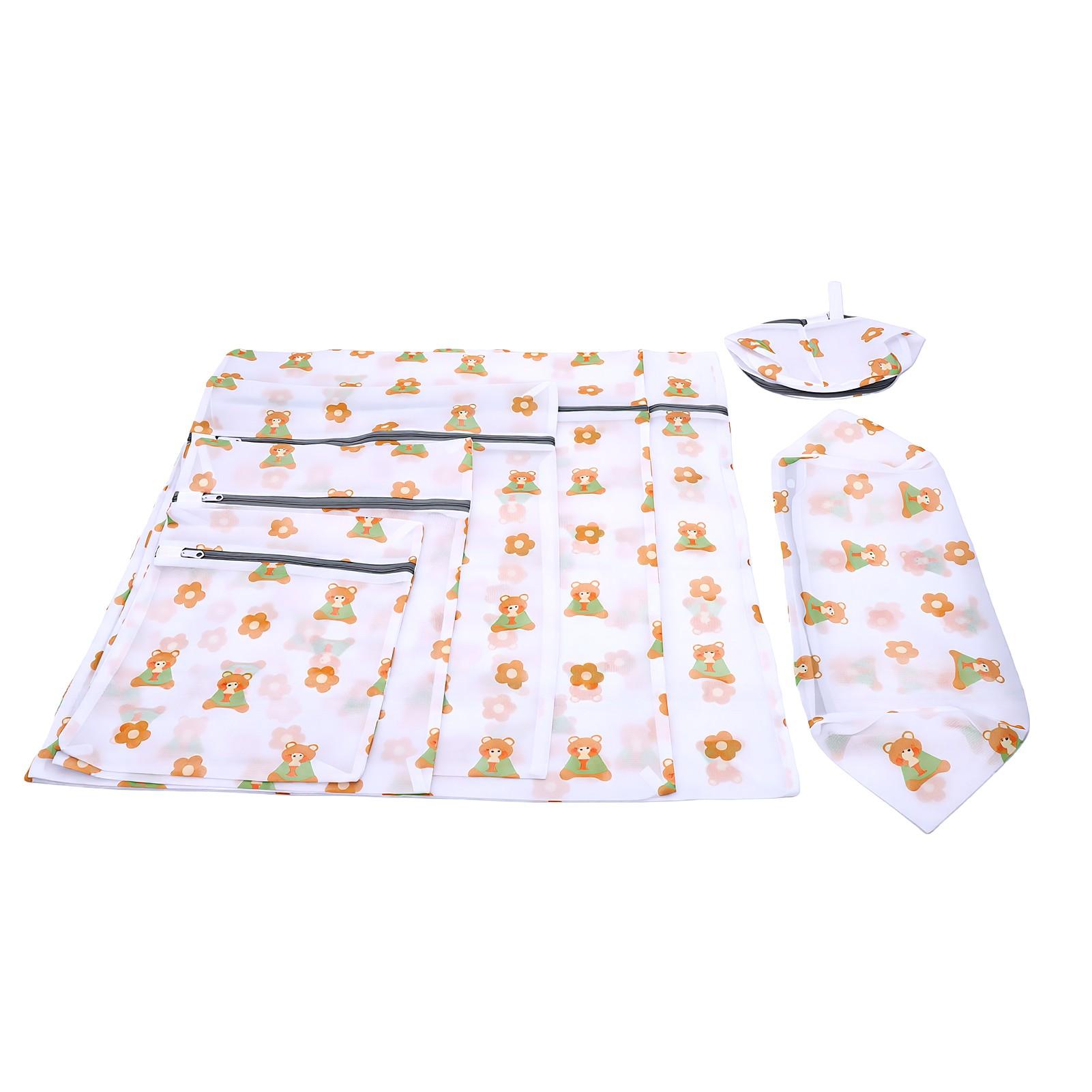 7 pièces Sacs à Linge Mailles Fines XL L M S XS Cylindriques Sacs de Lavage en Maille pour Soutiens-gorge avec Fermetures Éclair pour Draps Vêtements Linge Délicat Ours 7pcs