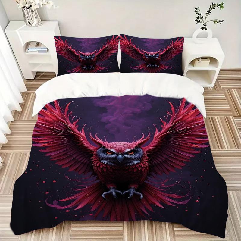 3pcs Mythical Owl Duvet Cover Set -Includes 1 Duvet Cover and 2 Pillowcases, No Quilt Core, All-Season Home Decor Yy251111189