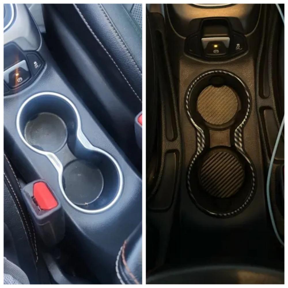 Car ABS Chrome Front Water Cup Holder Panel Cover Trim for Jeep New Compass 2017 - 2019 Inner Decoration Stickers  Accessories