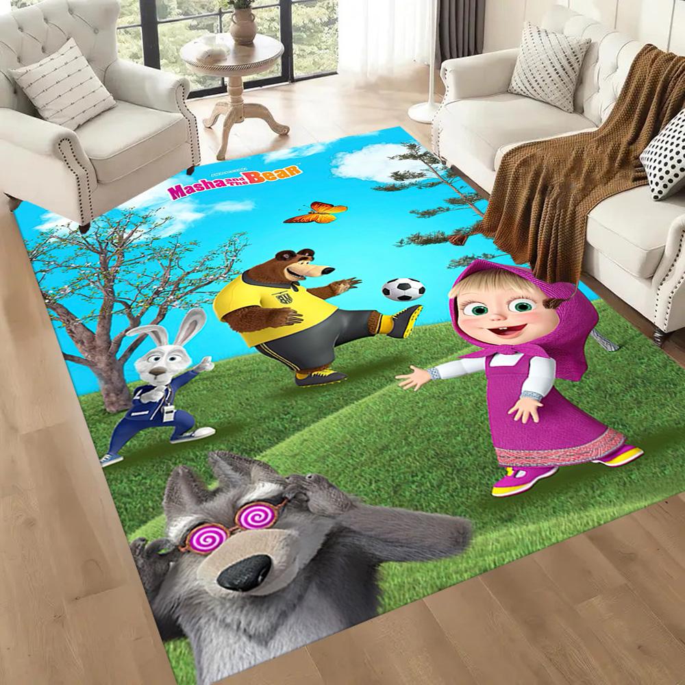 Masha Bear Carpet Suitable for Study Room Entryway Balcony Playrooms Anti-slip Rug Decorate Offices Best for Christmas