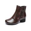Fashion GKTINOO Winter Genuine Leather High Heels Ankle Boots For Women Warm Boots Side Zipper Soft Comfortable Cow Leather Botas