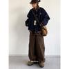 Unisex Japanese Retro Color Block Wool Baseball Jacket, Autumn/Winter Academy Style