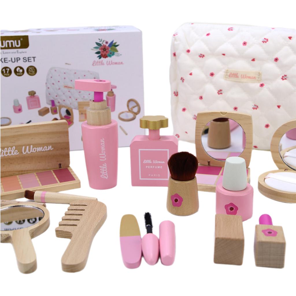 Wooden Pretend Play Makeup Toys Simulation Cosmetics Set Girls Play  Hairdressing Simulation Make Up Preschool Toys