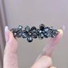 Black Crystal Flower Hair Clip - Korean Style Women's Half Updo Accessory
