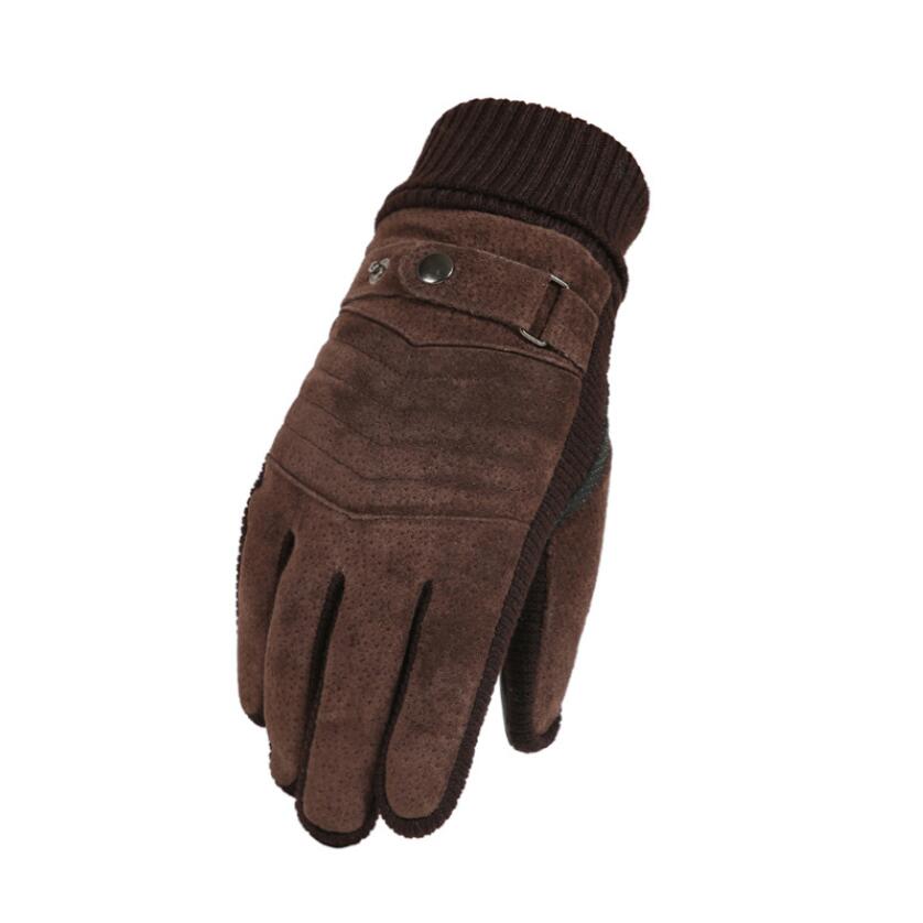 

Перчатки мужские зимние велосипедные мотоциклетные ветрозащитные холодоизоляционные теплые кожаные сенсорные противоскользящие толстый ворс коричневый