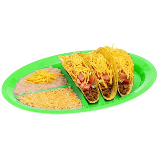Taco-Halterplatte Langlebig Leicht zu reinigen Mexikanische Pfannkuchen Mais Hot Dogs Kuchen Toasts Lebensmittel-Tablett für Zuhause