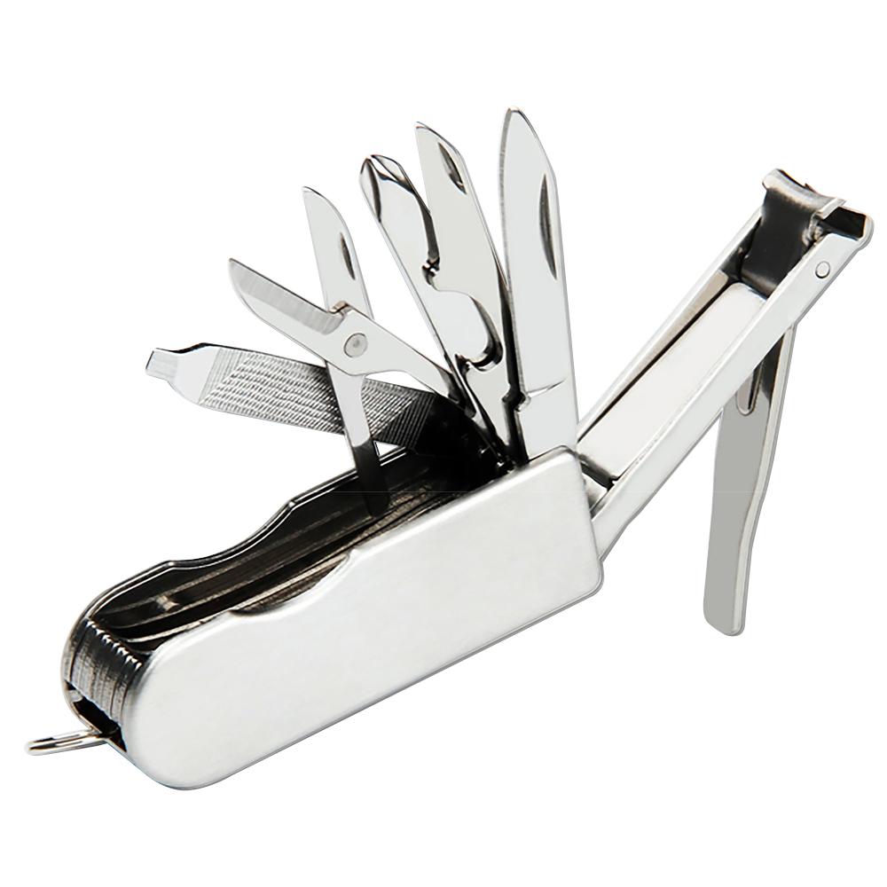 

Многофункциональный щипчик для ногтей из нержавеющей стали, ножницы для фруктов, отвертка, открывалка, портативный многоцелевой инструмент EDC серебряный