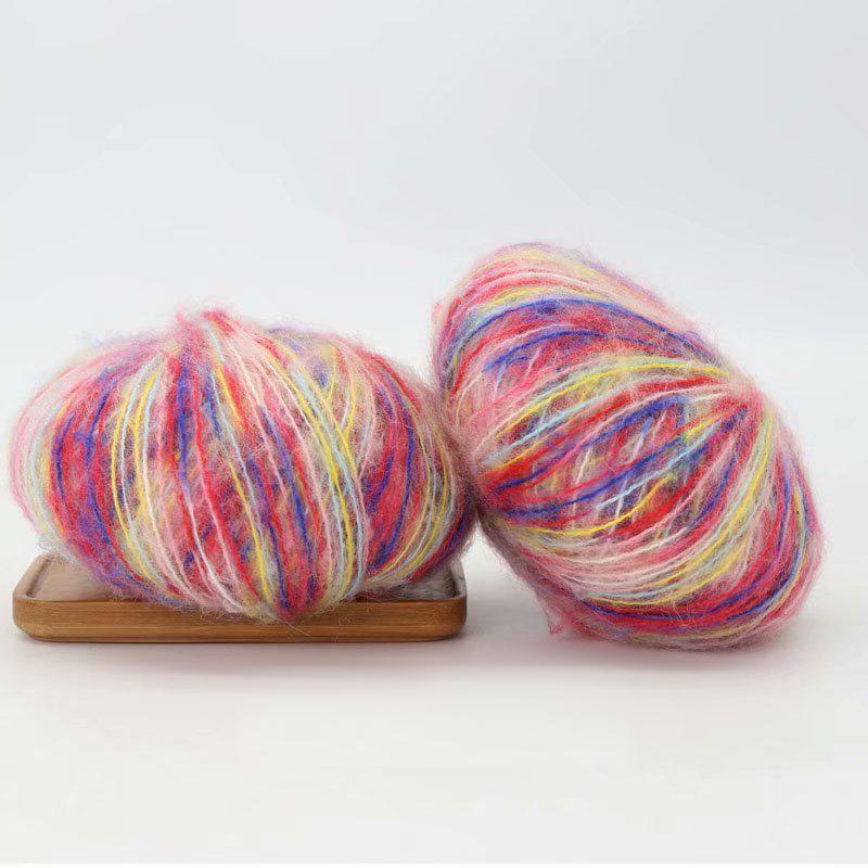 25g/Knäuel Mischfarbe Buntes Spezialgarn zum Handstricken Farbverlauf Handgefärbtes Mohar-Garn Gestrickter Pullover Schal Mütze Puppe