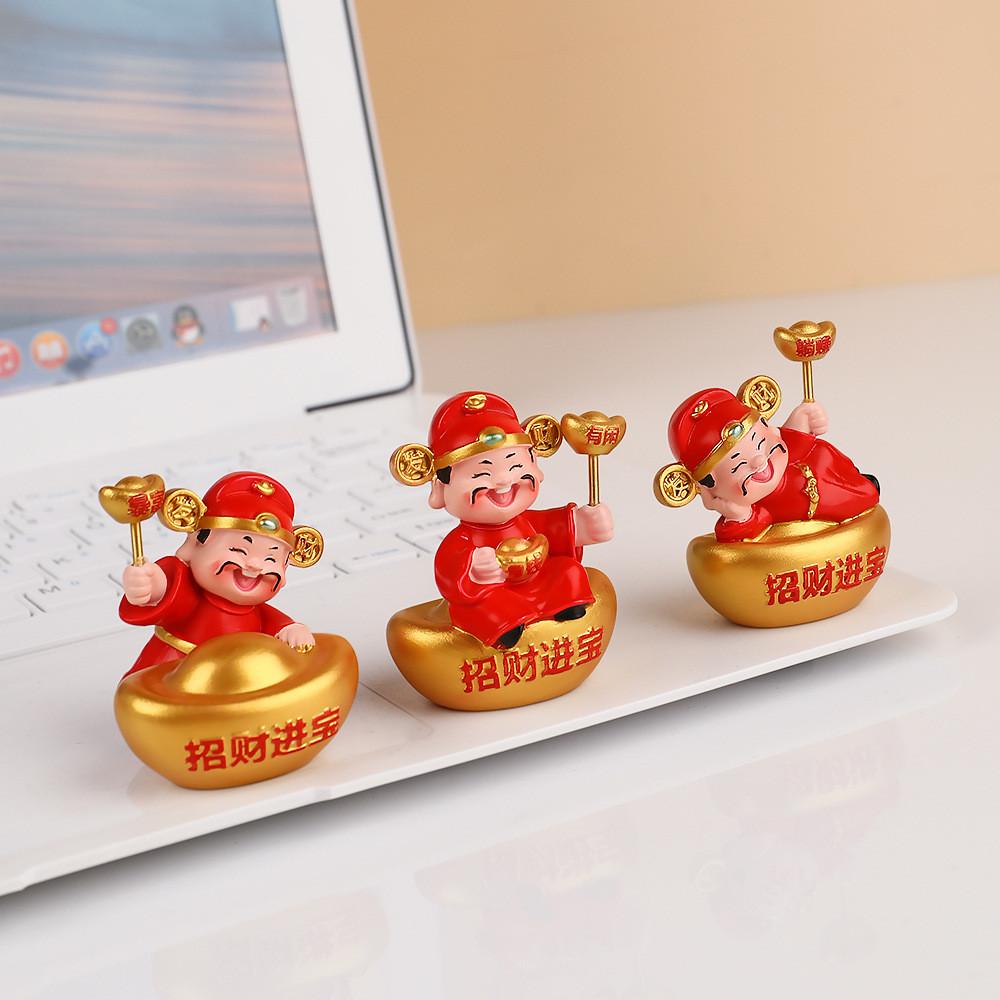 Lucky God Of Wealth Resin Figurine For Home Office Celebration Gift