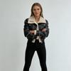 Women's Fall Winter Lamb Wool Short Zip-up Moto Style PU Leather Jacket Coat for European American