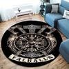 Viking Raven Round Area Rug,Carpet Rug for Living Room Bedroom Sofa Playroom Decor,Non-slip Floor Mat