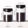 1PC/Coffee Bean Storage Container, Vacuum Glass Jar with Airtight Lid,Borosilicate Glass Coffee Canister Container for Coffee Be