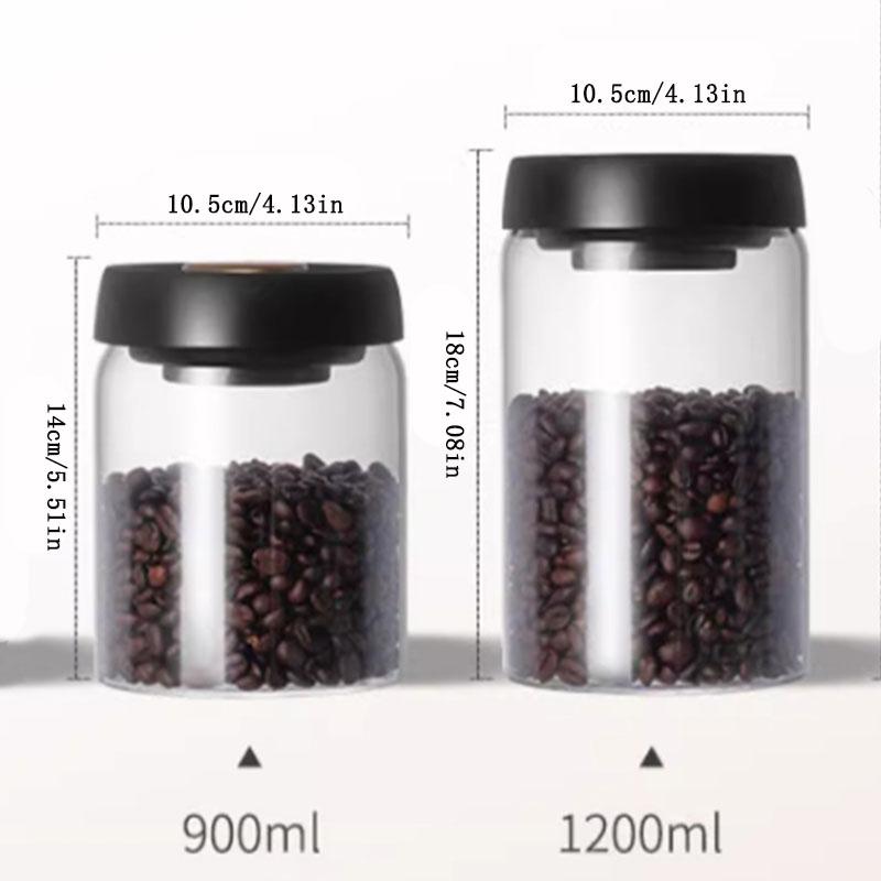 1PC/Coffee Bean Storage Container, Vacuum Glass Jar with Airtight Lid,Borosilicate Glass Coffee Canister Container for Coffee Be