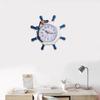 Mediterranean Style Wooden Wall Clock Retro Rudder Ship Wheel Round Hanging Time Clock Farmhouse Home Nautical Decor