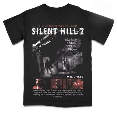 2026 Funny S-Silent Hill 2 Videogame Black Retro Gaming T-Shirt Tee Men Women Holiday Casual Short Sleeve Tee Top Loose T-shirt