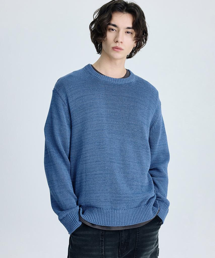 IL CORSO Sheer Round Neck Knit Pale Blue