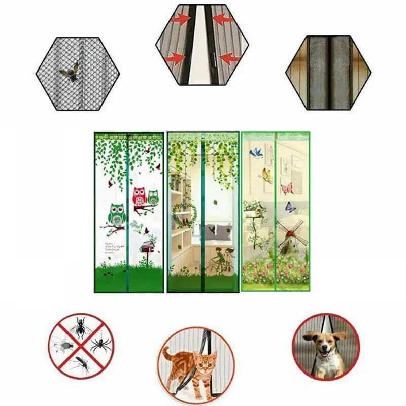 Summer Magnetic Door Curtains, Magnetic Screen Door Curtains, Mosquito-Proof Mesh Door Curtains, Velcro Mesh Door Curtains