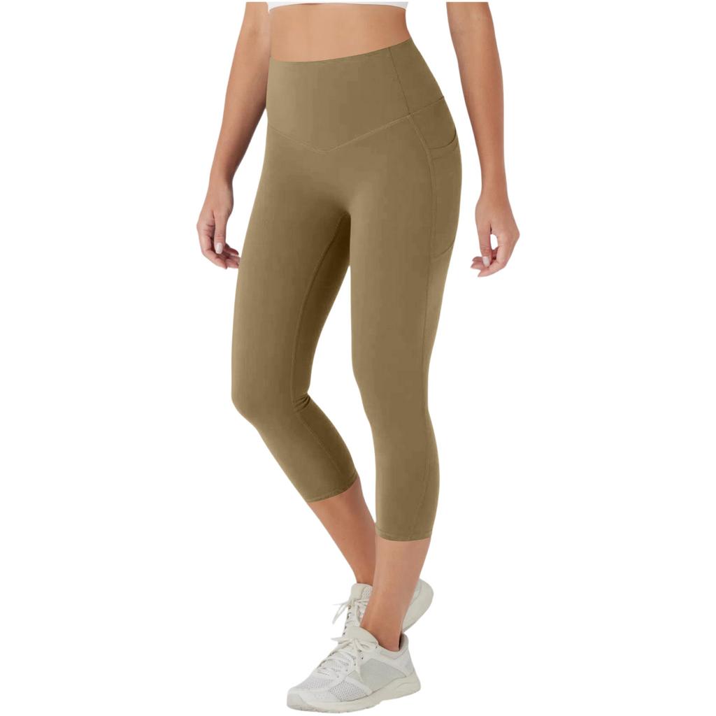 Women's High-waisted Color Yoga Pants With Side Pockets