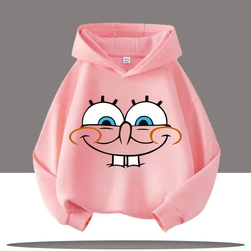 New Cute Cartoon SpongeBob SquarePants Autumn and Winter Fashion Cute Boys and Girls Daily Outing Warm Children's Hoodies