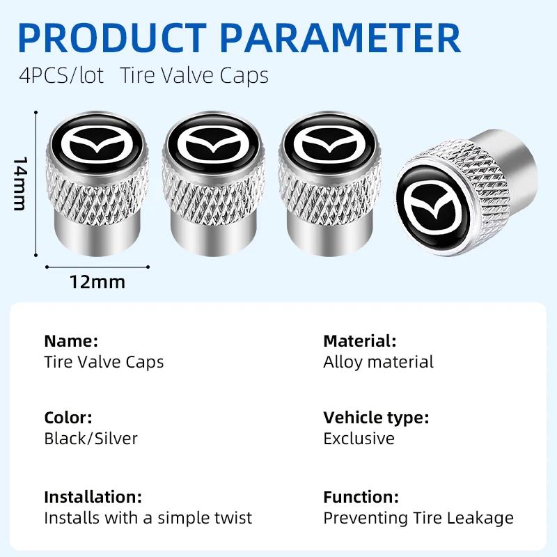 4Pcs Car Wheel Tire Valve Cover Caps For Mazda CX-3 Bk CX-5 MS Speed 5 6 2 3 FF17