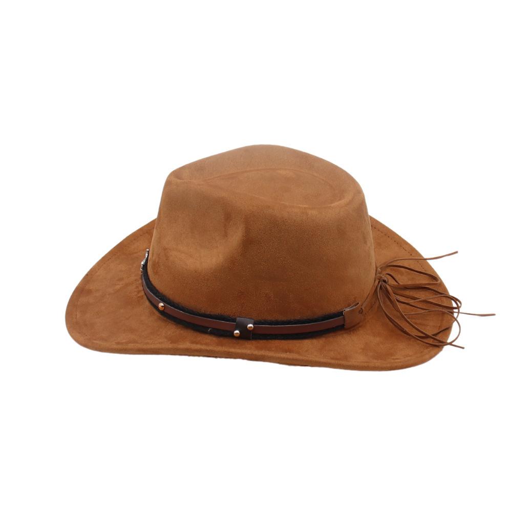 Ethnic Wind Roll Brim Top Hat, European, American And Western Cowboy Hat, Tibetan Warped Edge Bull Head Accessories, Men And Women Wholesale Sunscreen
