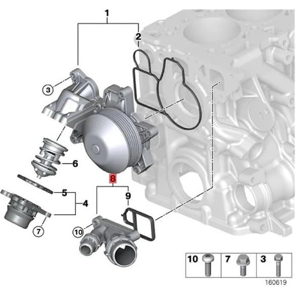 11117800048 Engine Coolant Thermostat Water Pipe Connector Compatible with BMW E81 E90 E60 F10 N47 N47s N57 N57S
