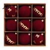 Christmas Party Background Decor 9Pcs Flocked Ball Ornaments Burgundy Velvet Balls with Gold Retro Supplies Embroidery Hanging Tree for Holiday Home