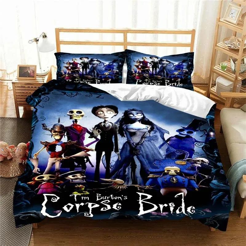 Love Animated Film Corpse Bride Bedding Set Single/Twin King Duvet Cover Home Bedroom Decor Bedspread Pillow Cover
