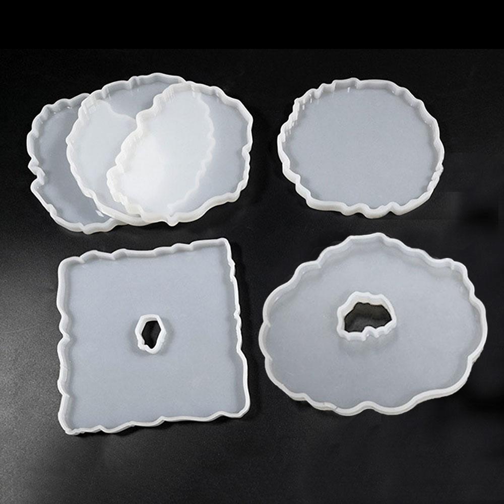 Silicone World DIY Coaster Resin Epoxy Mold Tea Coaster lrregular shape Resin Molds Silicone Wine Glass Coasters Epoxy Mould