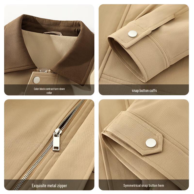 GENIOLAMODE Men's Color-block Retro Workwear Jacket