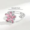 Female Ring Cherry Blossom Ring Rotating Design Pink Zircon Ring Floral Synthetic Ring  Daily Wear