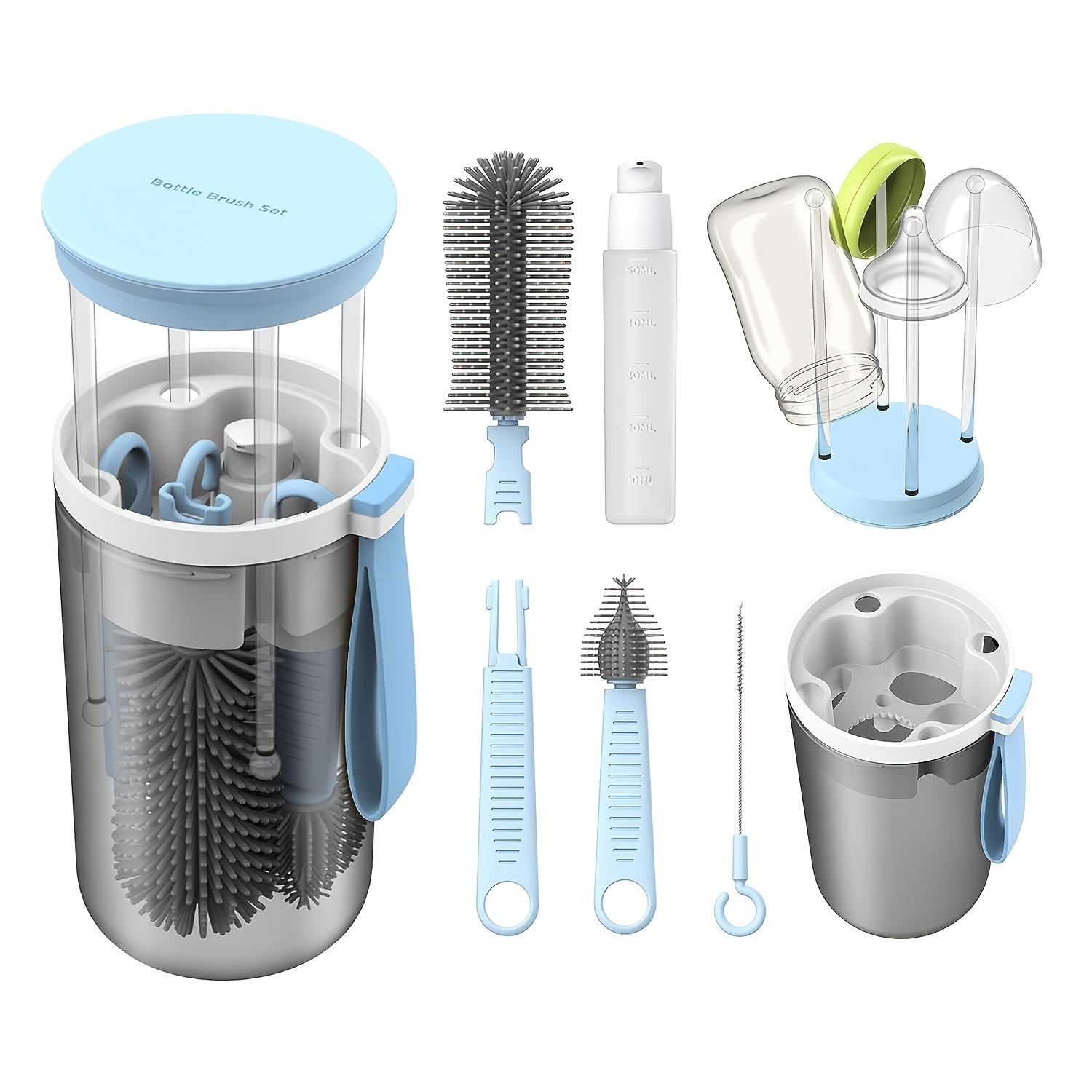 

Portable Bottle Brush Set, ABS Material, Silicone Brushes, Travel-Friendly Cleaning Kit for Ages 14+ синій