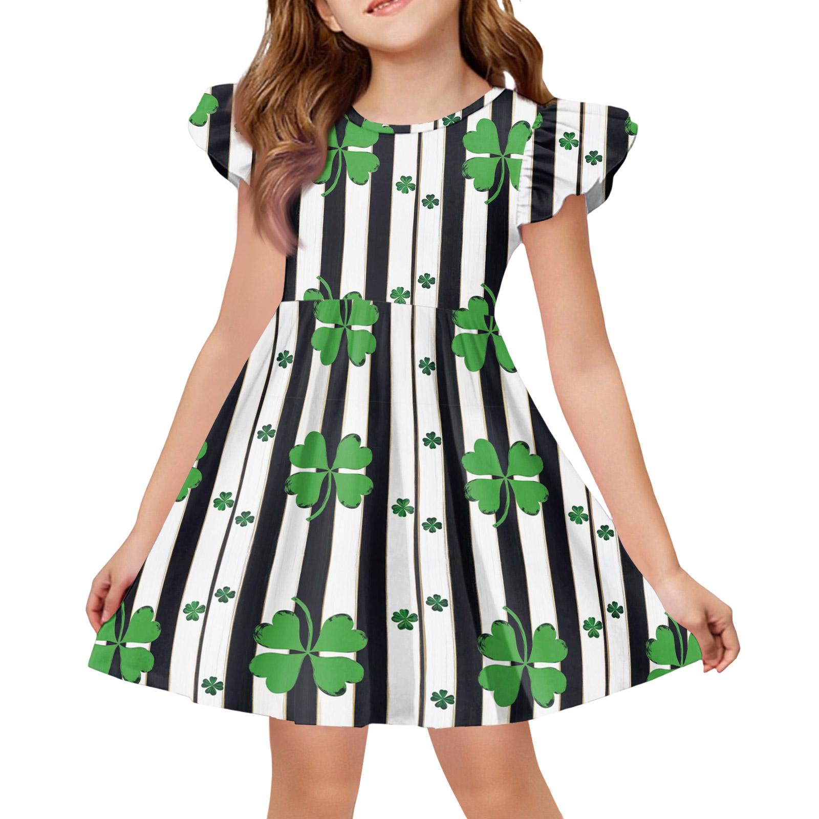 

Girls Summer Princess Dress - A-Line T-Shirt Dress St. Patrick s Day 160 білий