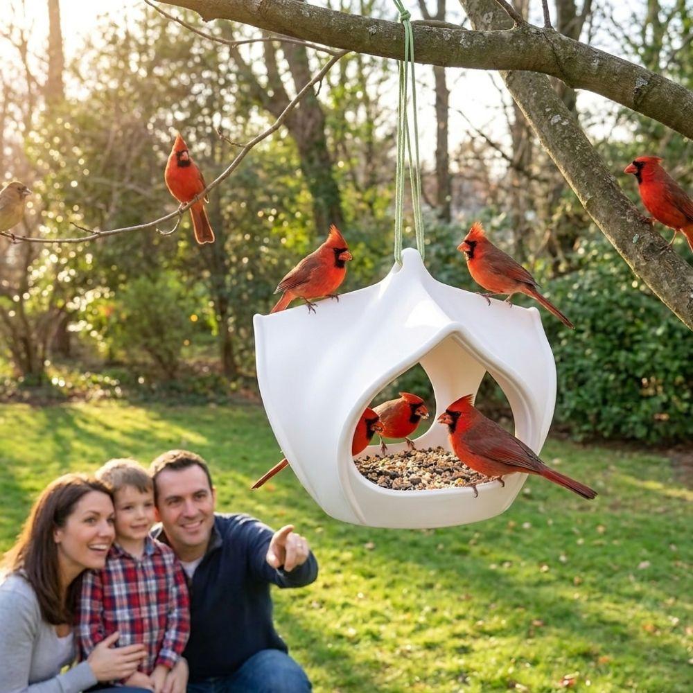 Plastic Hanging Bird Feeder Birdhouse Large Capacity Wild Bird Feeder Water-Resistant Weatherproof Bird Food Container