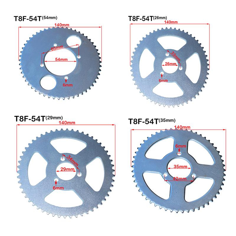 T8F 54T Tooth 26/29/35/54MM Rear Dirve Sprocket For 47cc 49cc 2 Stroke Kids Mini Moto Pocket Bike Gas Scooter ATV Quad Dirt Bike