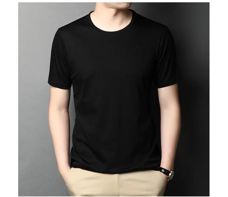 Men's Loose-Fit Short-Sleeve Round Neck T-Shirt, 100% Mercized Cotton.
