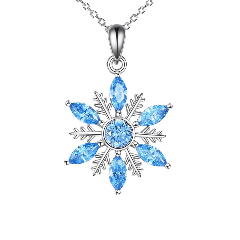 Creative Shiny Snowflake Pendant Necklace, Exquisite Pendant Necklace For Men Snow