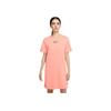 Vestido Esportivo Malha Curta Manga Curta Gola Redonda Estampa de Letras Logo Bordado Arco-Íris Bloco de Cores Feminino Vermelho Profundo DJ6202-641