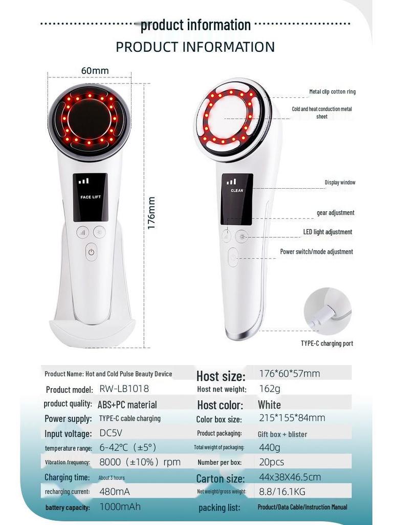 EMS Microcurrent Beauty Device: Home Use Face-Lifting, Firming, and Slimming Photon Skin Rejuvenation, Anti-Aging Massage Tool.