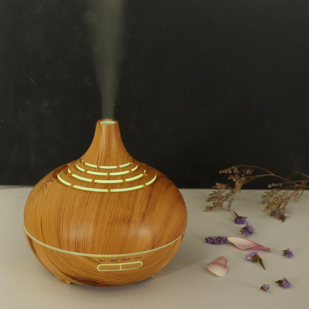 400ml Wood Grain Ultrasonic Aroma Diffuser with Remote Control - Essential Oil Humidifier for Home and Room Air Conditioning