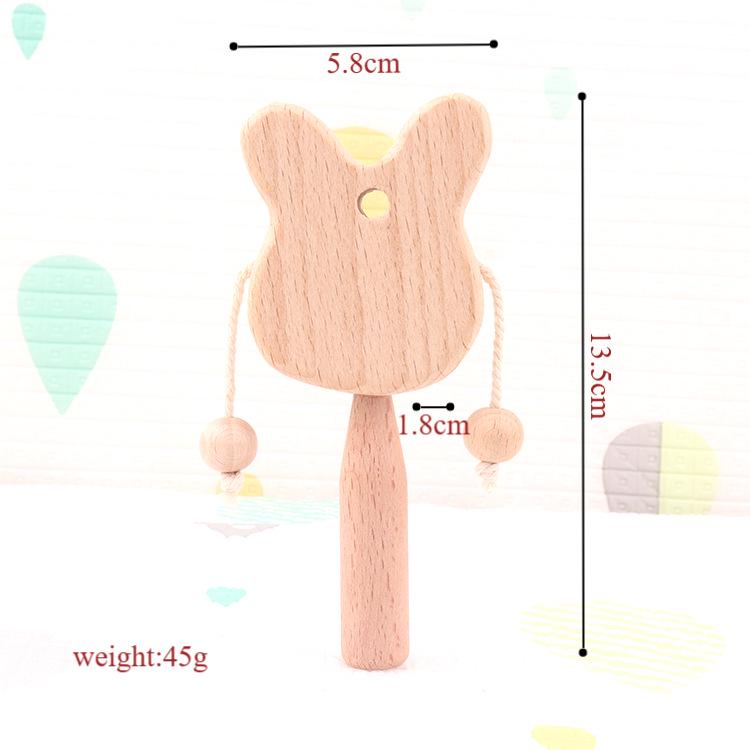 2024 Wooden Baby Rattle Toy - Creative Cartoon Beech Wood Design, Multi-Style Soothing Toy