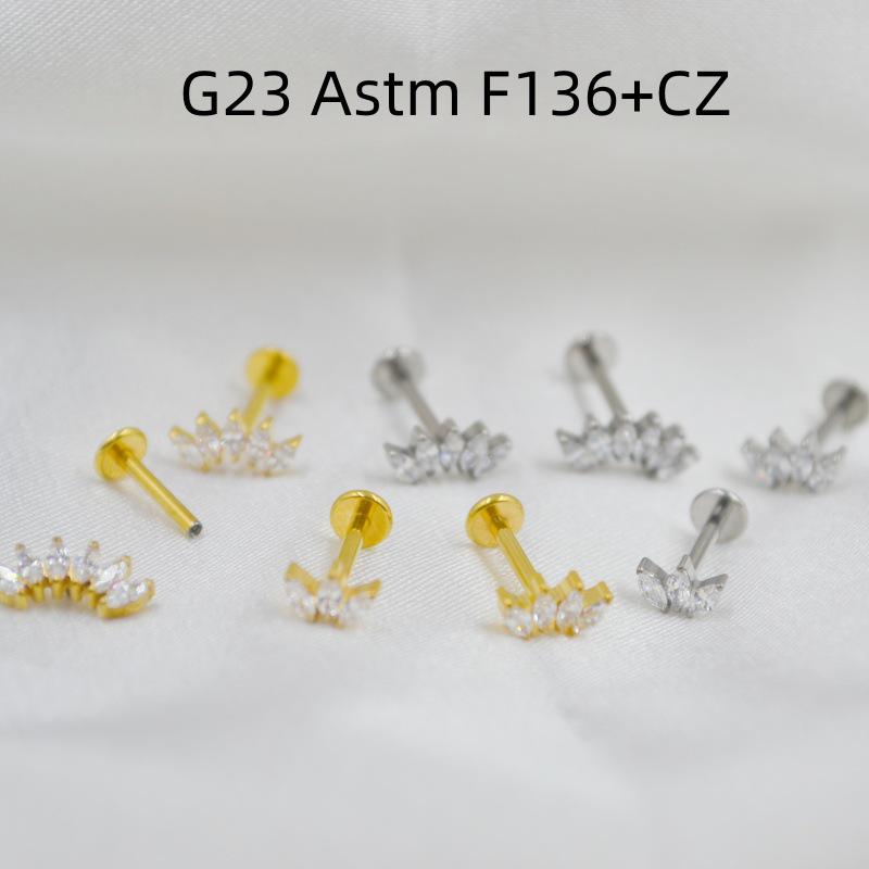 Titan G23 Coroană Marcheză Zircon Stud pentru Buze și Urechi pentru Piercing Medusa, Helix și Cartilaj.