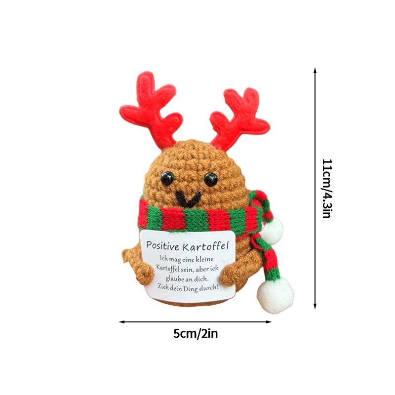 Crochet Positive Handmade Dolls Christmas Knitting Doll Plush Wool Knitting Doll With Greeting Card Creative  New Year Gift